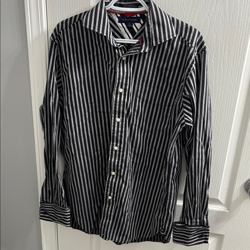 Tommy Hilfiger Black and White Casual Button Down Shirt